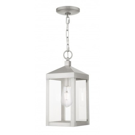 LIVEX LIGHTING Brushed Nickel Outdoor Pendant Lantern, 1 20591-91