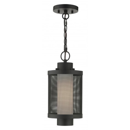 LIVEX LIGHTING Textured Black Outdoor Pendant Lantern, 1 20685-14