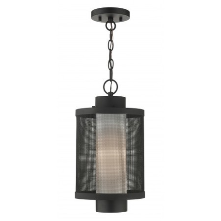 LIVEX LIGHTING Textured Black Outdoor Pendant Lantern, 1 20687-14