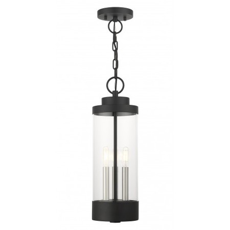 LIVEX LIGHTING Textured Black Outdoor Pendant Lantern, 3 20727-14