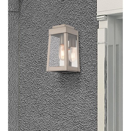 LIVEX LIGHTING Oslo 1 Light Brushed Nickel Outdoor Wall Lantern 20851-91