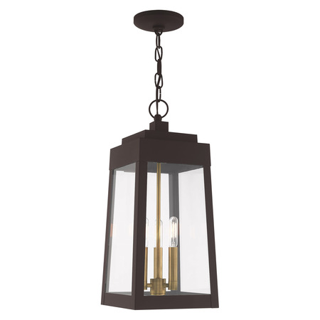 LIVEX LIGHTING Oslo 3 Light Bronze Outdoor Pendant Lantern 20857-07