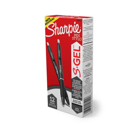 Sharpie S-Gel Pen, Fine 0.5mm, Black, PK12 2096145
