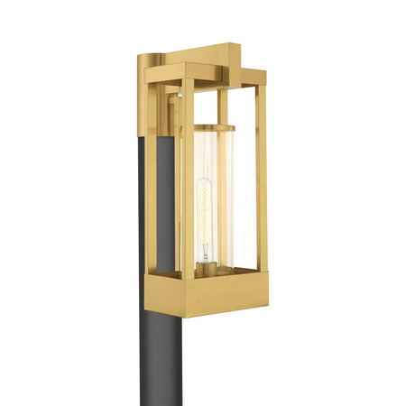 LIVEX LIGHTING Delancey 1 Light Satin Brass Outdoor Pos 20996-12