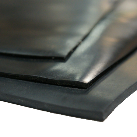 Rubber-Cal Cloth Inserted Rubber Sheet - 1/4" Thick - 3ft Width x 16ft Length - Black 20-107