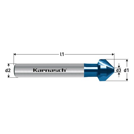 KARNASCH HSS-Xe Blue-Tec Coated Countersink, 82 D 201785020