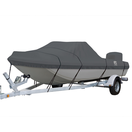 CLASSIC ACCESSORIES StormPro Heavy Duty Tri-Hull Outboard Cover, 13 ft 6 in - 14 ft 6 in L 20-386-090801-RT