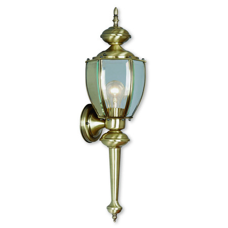 LIVEX LIGHTING Outdoor Basics 1 Light Antique Brass Outdoor Wall Lantern 2112-01
