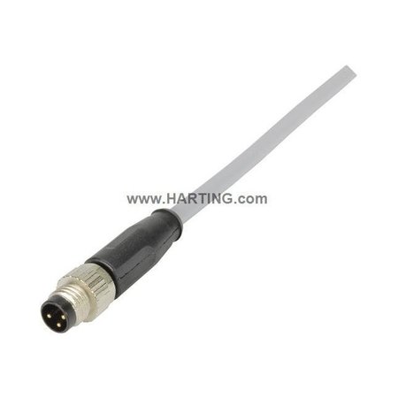 HARTING Cordset, 1 m Cable, PVC, Gray 21348000380010