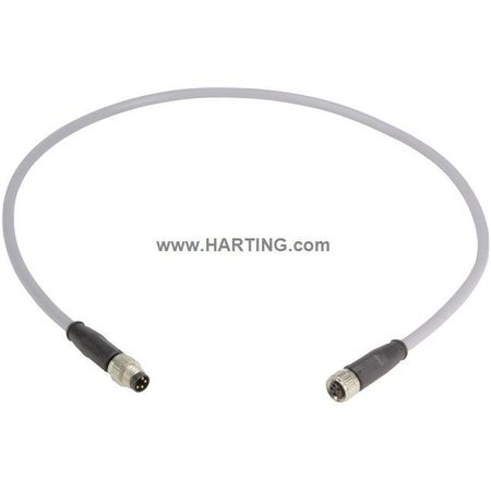 HARTING Cordset, 3 m Cable, PVC, Gray 21348081481030