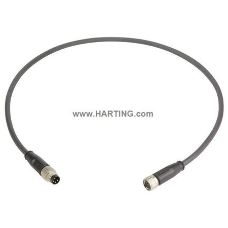 HARTING Cordset, 0.5 m Cable, PUR, Black 21348081489005