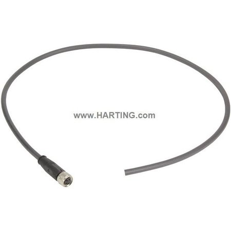 HARTING Cordset, 1 m Cable, PUR, Black 21348100489010