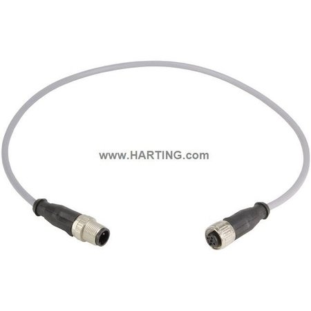 HARTING Cordset, 1 m Cable, PVC, Gray 21348485383010