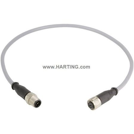 HARTING Cordset, 0.5 m Cable, PVC, Gray 21348485585005