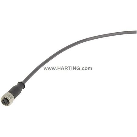 HARTING Cordset, 1 m Cable, PUR, Black 21348500491010