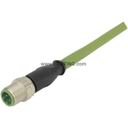 HARTING Cordset, 3m, Green, 22 AWG 21349292405030