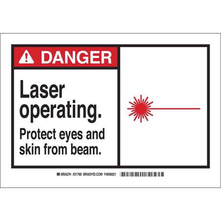 BRADY Danger Radiation Sign, 10 in H, 14 in W, Plastic, Rectangle, 26555 26555