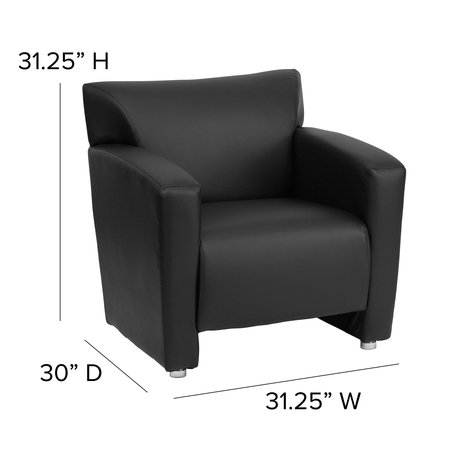 Flash Furniture Chair, 30"L31-1/4"H, Flared, LeatherSeat, Hercules MajestySeries 222-1-BK-GG