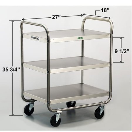Lakeside Tubular Frame Stainless Steel 3-Shelf Cart; 500 lb Capacity, 18"x27" 222