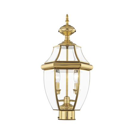 LIVEX LIGHTING Monterey 2 Light Polished Brass Outdoor Post Top Lantern 2254-02