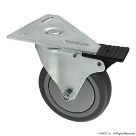 80/20 Triangular, Top Plate Caster, Brake, 5" 2338