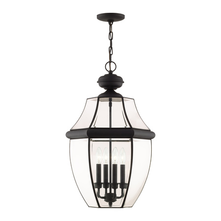 LIVEX LIGHTING Monterey 4 Light Black Outdoor Pendant Lantern 2357-04