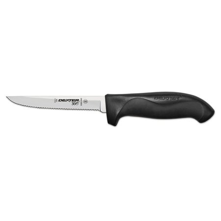 DEXTER RUSSELL Scalloped Utility Knife, Black Handle, 5" 36003