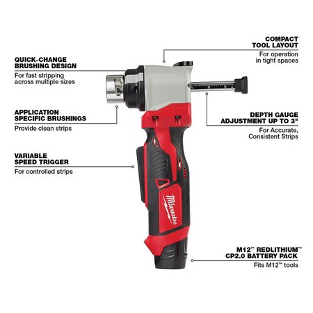 Milwaukee Tool M12 Cable Stripper Kit for Cu RHW / RHH / USE 2435X-21