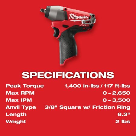 Milwaukee Tool M12 FUEL 3/8" Impact Wrench 2454-20