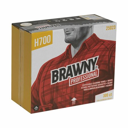 GEORGIA-PACIFIC Dry Wipe, Brawny Pro H700, Flat Box, Heavy Absorbency, 13 in x 15 in, 300 Sheets, White 25023