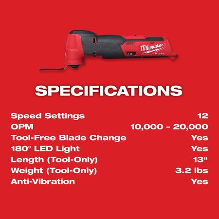 Milwaukee Tool M12 FUEL Oscillating Multi-Tool Kit 2526-21XC