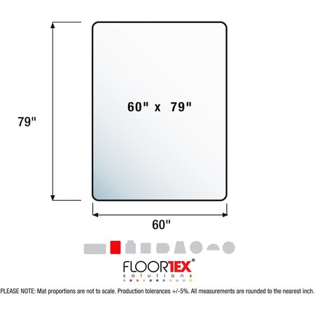 Floortex Chair Mat 60"x79", Rectangular Shape, Clear, for Carpet FR1115020023ER