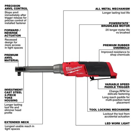 MILWAUKEE 3 8 in Drive Extended Reach High Speed Ratchet 13 1 2 in 2569 20