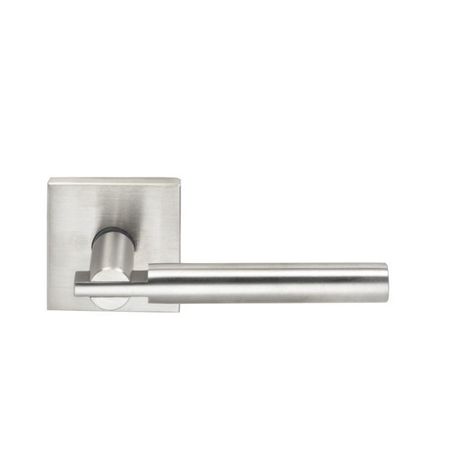 OMNIA Stainless Lever Square Rose Pass 2-3/4" BS T 1-3/8" Door Satin SS 25 25S/00A.PA32D