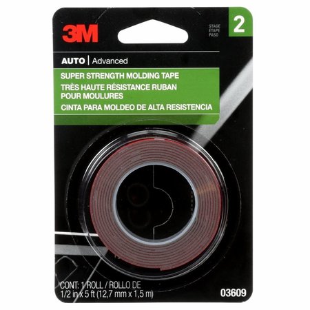 3M SuperStrengthMoldingTape, 03609, 1/2i, PK24 03609