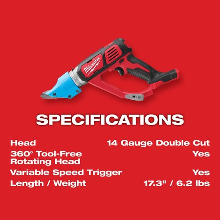Milwaukee Tool M18 Cordless 14 Gauge Double Cut Shear - Kit 2636-22