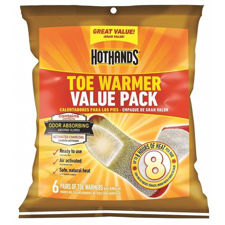HOTHANDS Toe Warmer, Air-Activated, Up to 8 hours Heating Time, Avg Temp 97 Degrees F, Pack of 6 TT6PRPK48