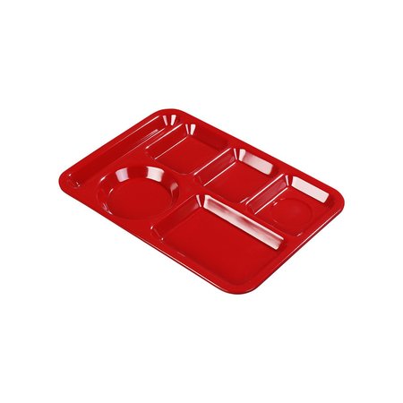 CARLISLE FOODSERVICE Left-Hand, 6-Compartment Tray, Red, PK24 P61405