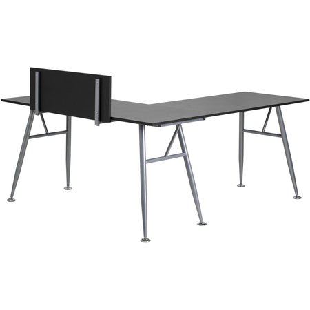 Flash Furniture L Shaped Desk, 60" D, 89-1/2" W, 39-3/4" H, Black, Laminate NAN-WK-110-BK-GG