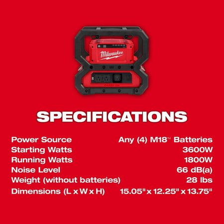 Milwaukee Tool M18 CARRY-ON 3600W/1800W Power Supply (Tool Only) 2845-20