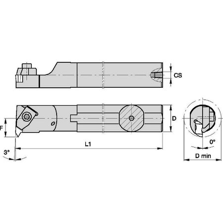 Widia Indexable Thread Turning Tool Holder, 10 in L, Top Notch Insert Shape A10SNEL2