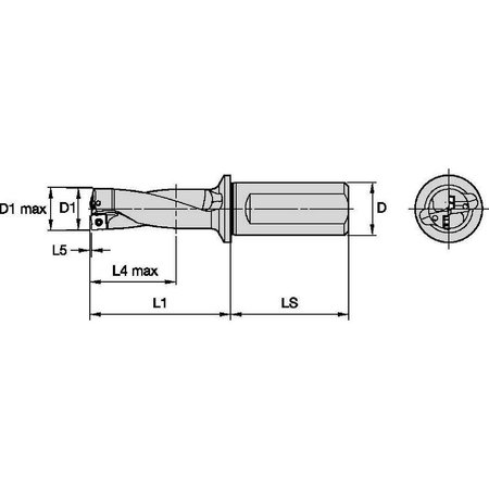 WIDIA Indexable Insert Drill, 1-1/2", TCF TCF1531R2SLR150F