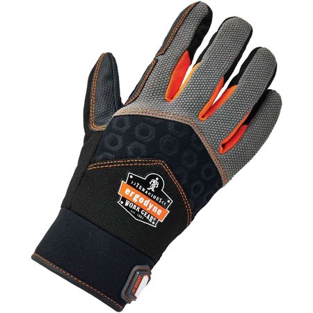 Proflex By Ergodyne Mechanics Impact Gloves, M, Black, Breathable Spandex 9001