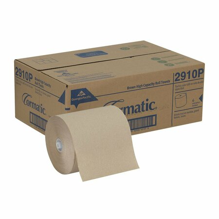 Georgia-Pacific Cormatic Hardwound Paper Towels, 1 Ply, Continuous Roll Sheets, 700 ft, Brown, 6 PK 2910P