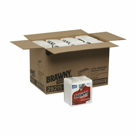 Georgia-Pacific Dry Wipe, White, 1/4 Fold Poly Wrapped, Airlaid, 50 Wipes, 13 in x 13 in, 16 PK 29215