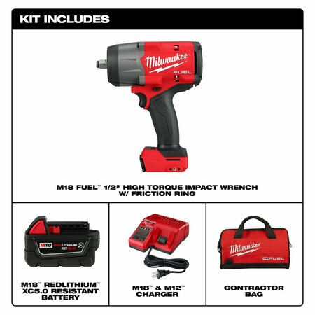 Milwaukee Tool M18 FUEL™ 1/2" High Torque Impact Wrench w/ Friction Ring Kit 2967-21B