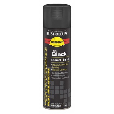 Rust-Oleum Rust Preventative Spray Paint, Black, Flat, 15 oz V2178838