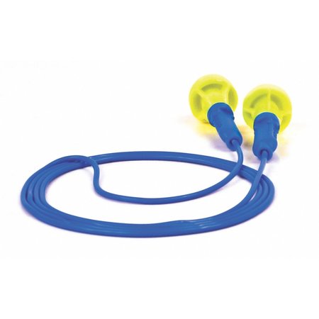 3M E-A-R Push-Ins Disposable Corded Ear Plugs, Pod Shape, 28 dB, Blue/Yellow, 100 Pairs 318-1001