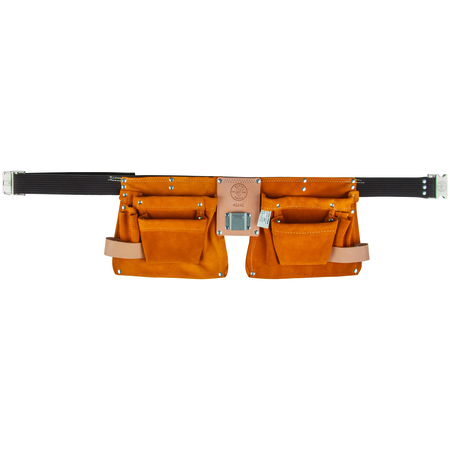 Klein Tools Tool Apron, Nail/Screw and Tool, Pouch Apron, Leather, 10 Pockets 42242