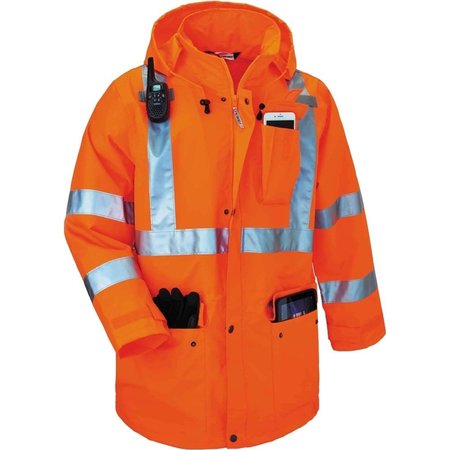 Glowear By Ergodyne Medium Insulated Hooded Jacket, Orange 8385